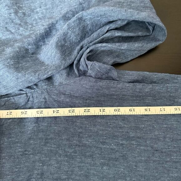 J Jill Linen Stretch Pants Womens Sz L Petite Blue Cropped Linen Blend Coastal - Picture 12 of 12